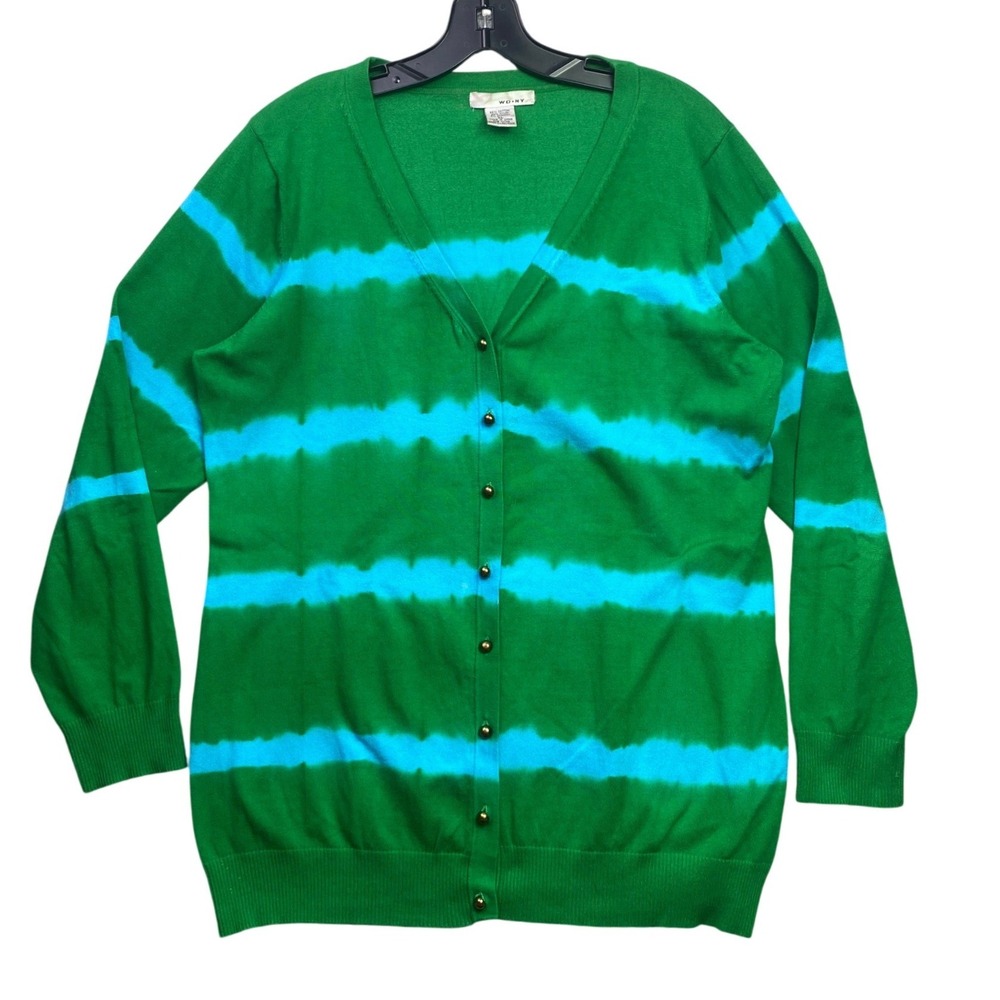 WDNY Sweater Womens Extra Large Tie Dye Stripe Cardigan Office Career Preppy